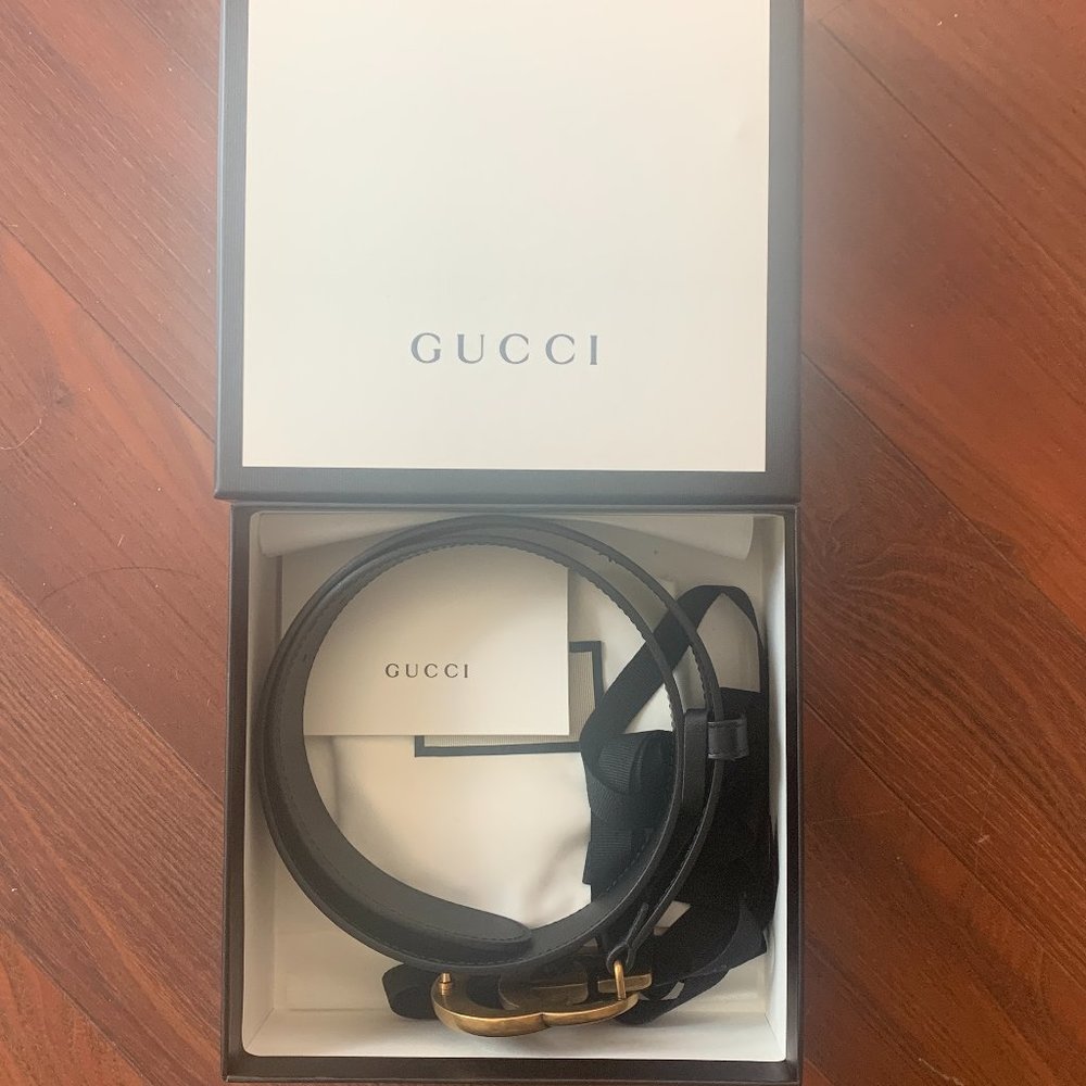 BNWT Double G Gucci Black Leather Belt